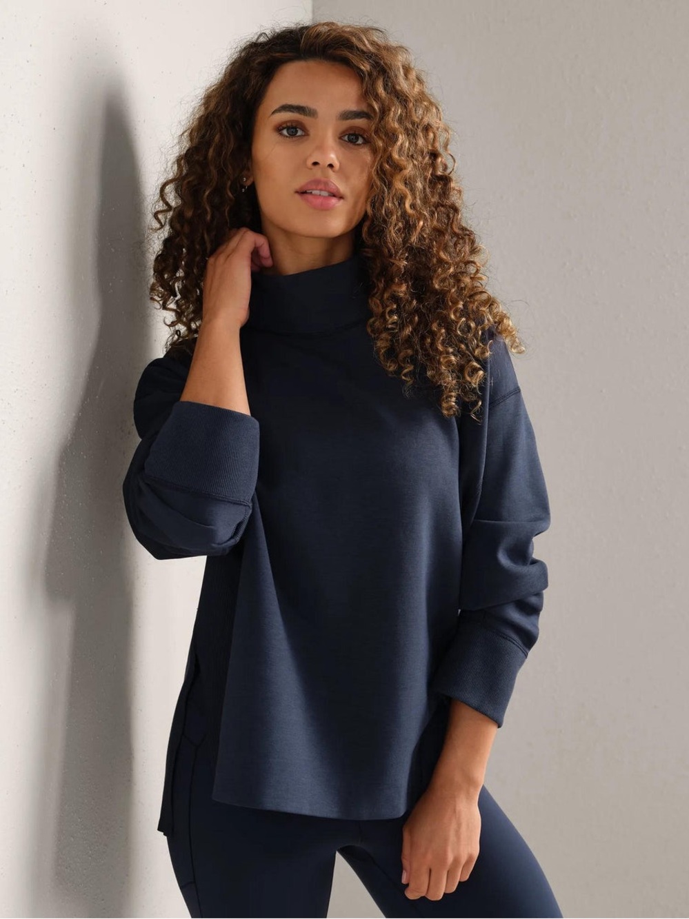 RHONE Women’s DreamGlow Mock Neck Pullover Sweater High-Low Oversized Fit